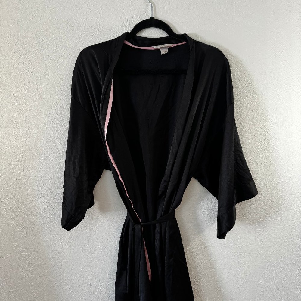 Victoria's Secret Black Satin Robe - Size M/L